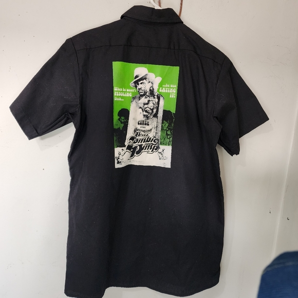 Dickies Curse Of The Avenging Disco Zombie Pimp Black Button Down Shirt - Picture 5 of 9
